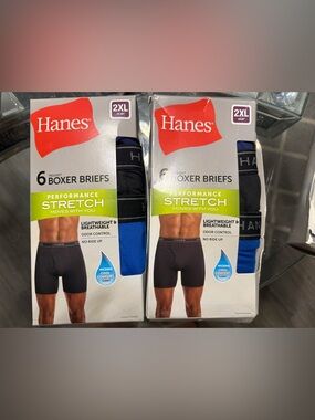 Hanes Mens 6 Boxer Briefs Performance Stretch Size 2XL Set Of 2
